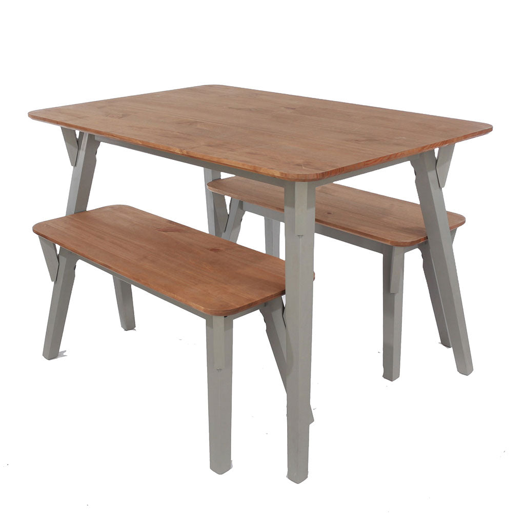 Wooden Dining Table 120cm Wide With 2 Dining Benches - Corona