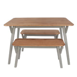 Wooden Dining Table 120cm Wide With 2 Dining Benches - Corona