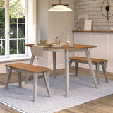 Wooden Dining Table 120cm Wide With 2 Dining Benches - Corona