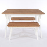 Wooden Dining Table 120cm Wide With 2 Dining Benches - Corona