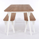 Wooden Dining Table 120cm Wide With 2 Dining Benches - Corona