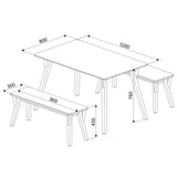 Wooden Dining Table 120cm Wide With 2 Dining Benches - Corona