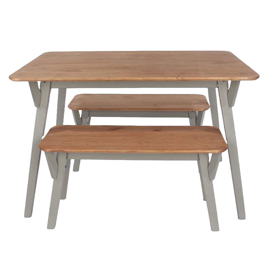 Wooden Dining Table 140cm Wide With 2 Dining Benches - Corona