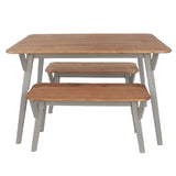 Wooden Dining Table 140cm Wide With 2 Dining Benches - Corona