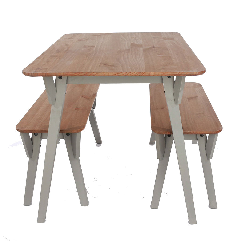 Wooden Dining Table 140cm Wide With 2 Dining Benches - Corona