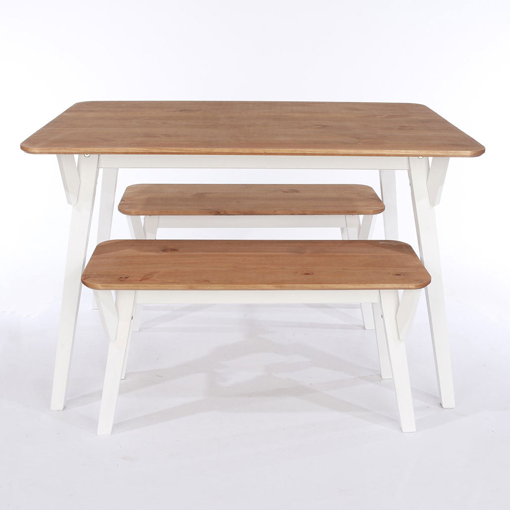 Wooden Dining Table 140cm Wide With 2 Dining Benches - Corona