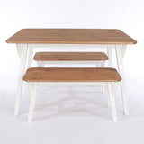 Wooden Dining Table 140cm Wide With 2 Dining Benches - Corona