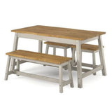 Wooden Dining Table 150cm Wide With 2 Dining Benches - Corona