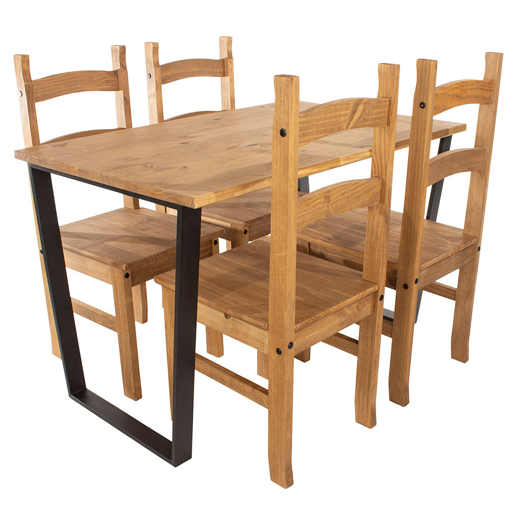Wooden Dining Table 150cm Wide With 4 Corona Dining Chairs - Texas