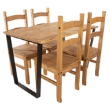 Wooden Dining Table 150cm Wide With 4 Corona Dining Chairs - Texas