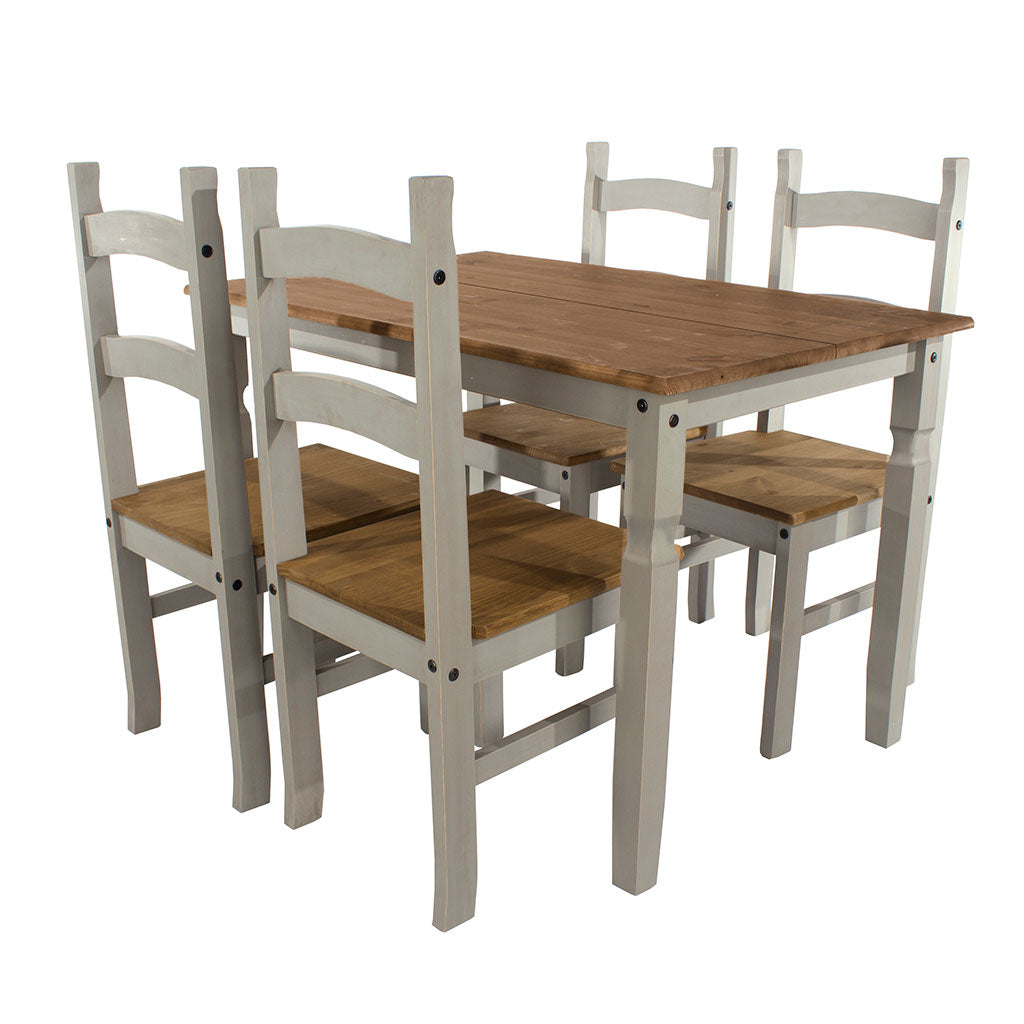 Wooden Dining Table 150cm Wide With 4 Dining Chairs - Corona