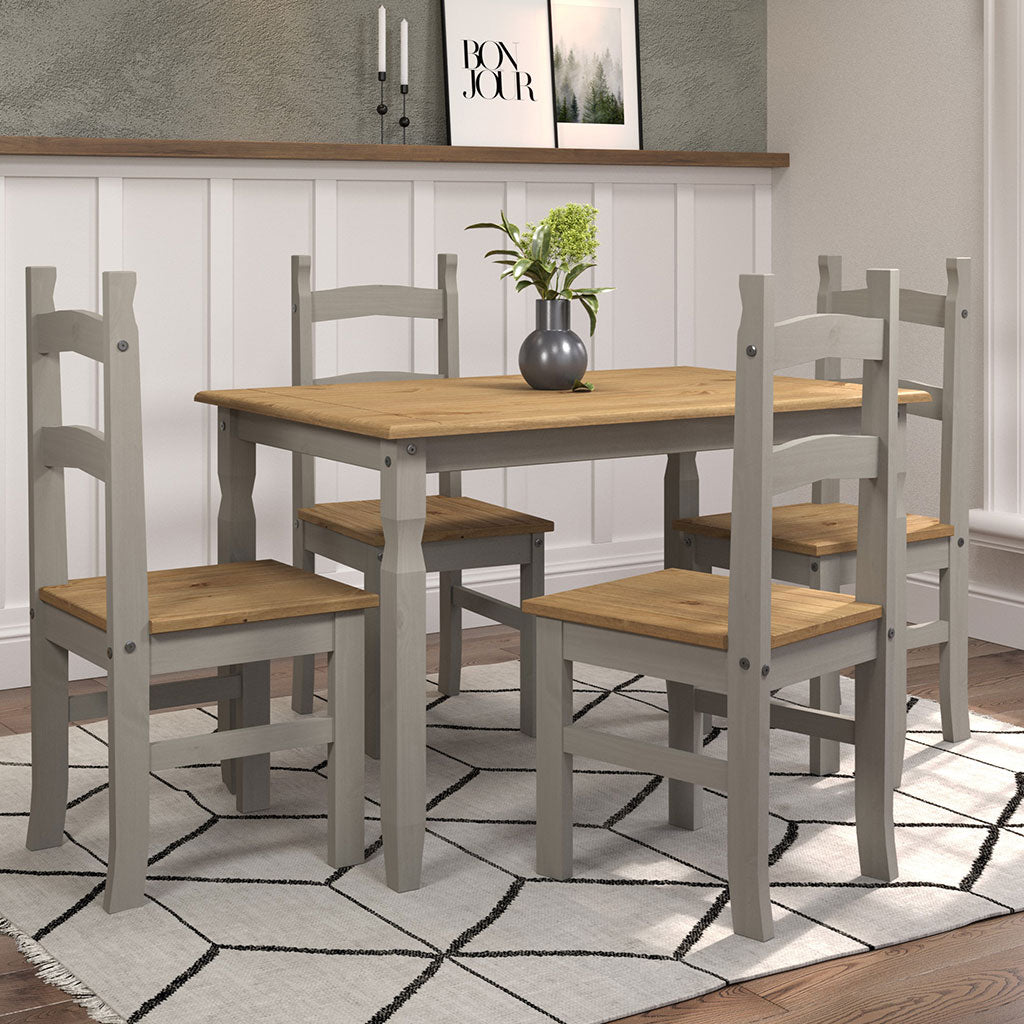 Wooden Dining Table 150cm Wide With 4 Dining Chairs - Corona