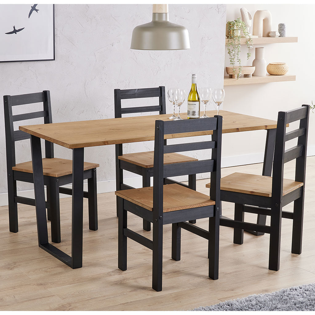 Wooden Dining Table 150cm Wide With 4 Texas Linea Dining Chairs - Texas