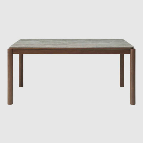Wooden Dining Table 160cm Wide With Marble Effect Glass Top for 4 to 6 People - Willow