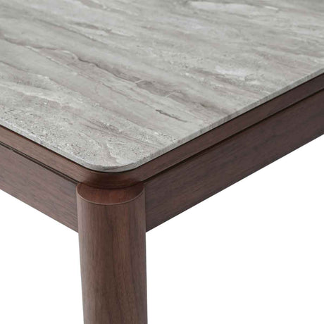 Wooden Dining Table 160cm Wide With Marble Effect Glass Top for 4 to 6 People - Willow