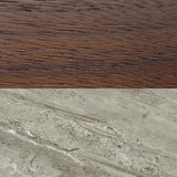 Wooden Dining Table 160cm Wide With Marble Effect Glass Top for 4 to 6 People - Willow