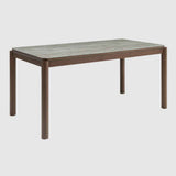 Wooden Dining Table 160cm Wide With Marble Effect Glass Top for 4 to 6 People - Willow