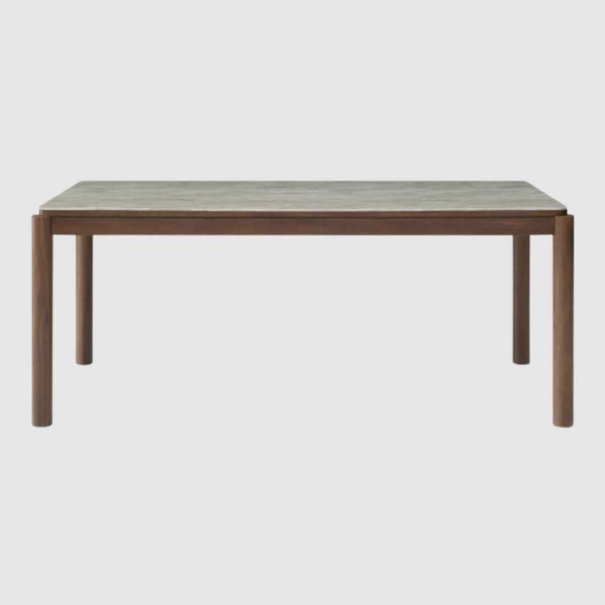 Wooden Dining Table 180cm Wide With Marble Effect Glass Top for 6 to 8 People - Willow