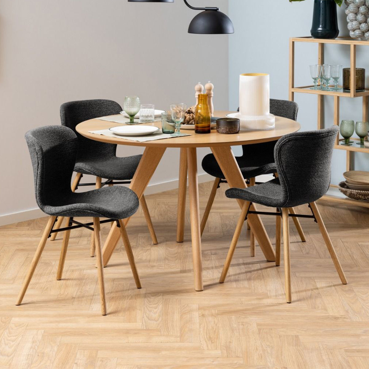 Wooden Dining Table With 4 Batilda Grey Dining Chairs - Townsville