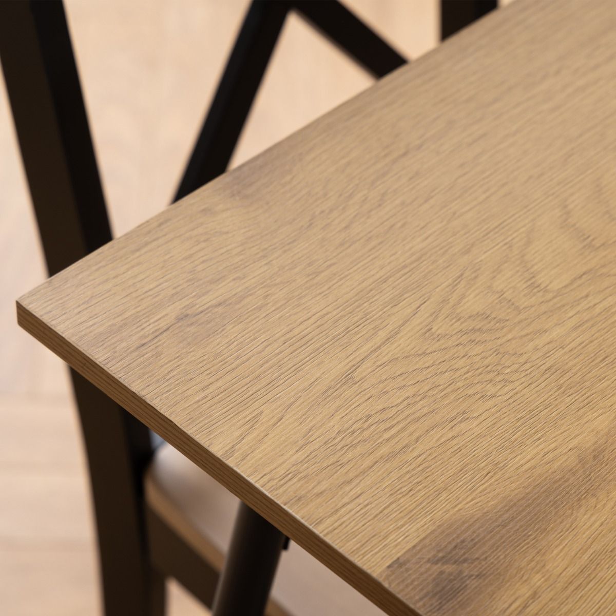 Wooden Dining Table With 4 Elvira Black Dining Chairs - Peru