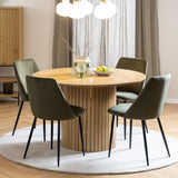 Wooden Dining Table With 4 Ines Olive Green Dining Chairs - Yale