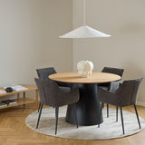 Wooden Dining Table for 4 People Round With Oak Top - Soli