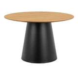 Wooden Dining Table for 4 People Round With Oak Top - Soli