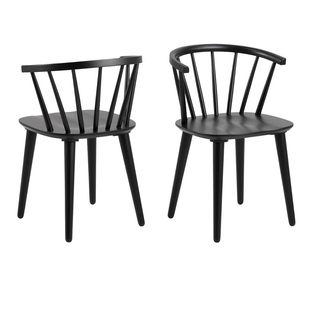 Wooden Dining Table With 6 Ida Black Chairs - Christo