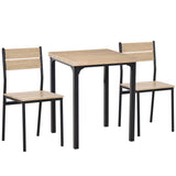 Wooden Dining Table 60cm Wide Square With 2 Chairs - Velmora