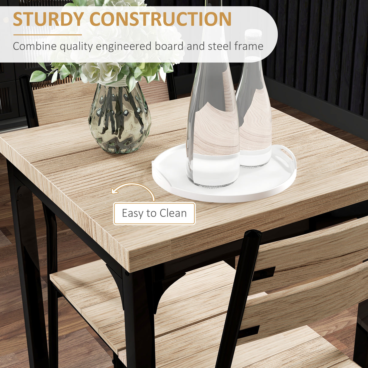 Wooden Dining Table 60cm Wide Square With 2 Chairs - Velmora