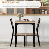 Wooden Dining Table 60cm Wide Square With 2 Chairs - Velmora