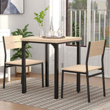 Wooden Dining Table 60cm Wide Square With 2 Chairs - Velmora