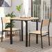 Wooden Dining Table 60cm Wide Square With 2 Chairs - Velmora