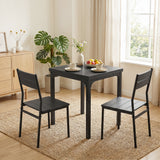 Wooden Dining Table 60cm Wide Square With 2 Chairs - Velmora