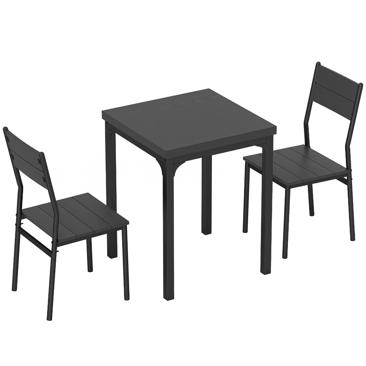 Wooden Dining Table 60cm Wide Square With 2 Chairs - Velmora