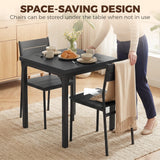 Wooden Dining Table 60cm Wide Square With 2 Chairs - Velmora
