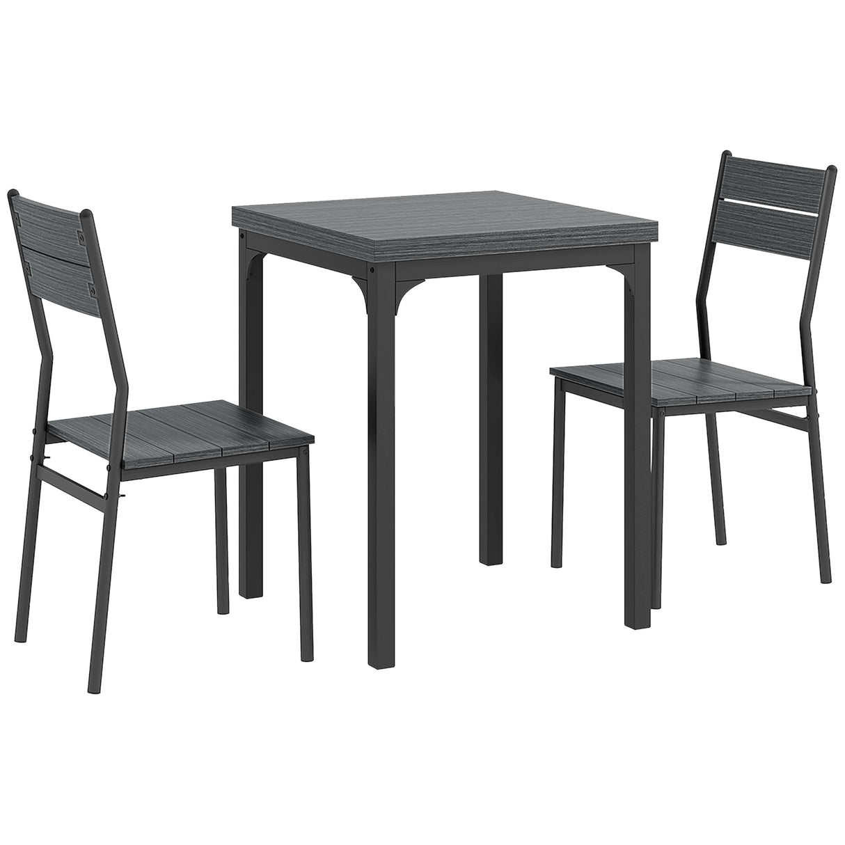 Wooden Dining Table 60cm Wide Square With 2 Chairs - Velmora