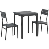 Wooden Dining Table 60cm Wide Square With 2 Chairs - Velmora