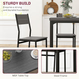 Wooden Dining Table 60cm Wide Square With 2 Chairs - Velmora