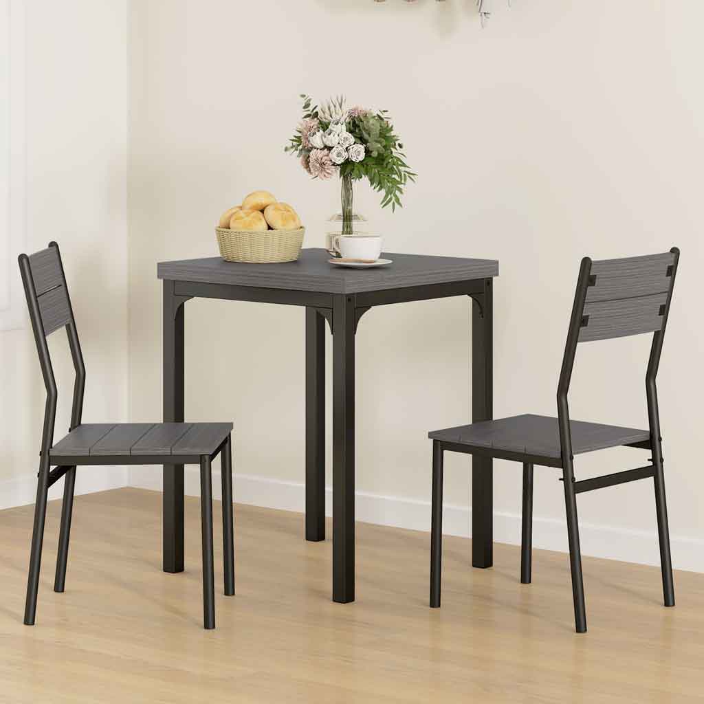 Wooden Dining Table 60cm Wide Square With 2 Chairs - Velmora