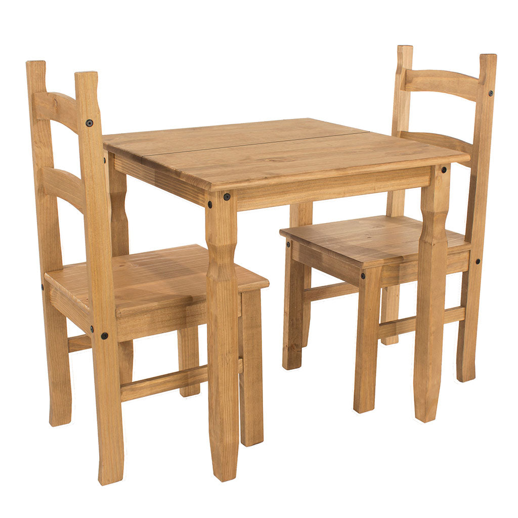 Wooden Dining Table 75cm Wide With 2 Dining Chairs - Corona