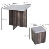 Wooden Dining Table 78cm Wide Square With 4 Storage Stools - Velmora