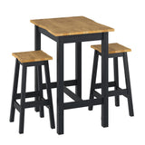 Wooden Dining Table 80cm Wide Curved Edged With 2 Dining Stools - Corona