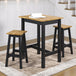 Wooden Dining Table 80cm Wide Curved Edged With 2 Dining Stools - Corona