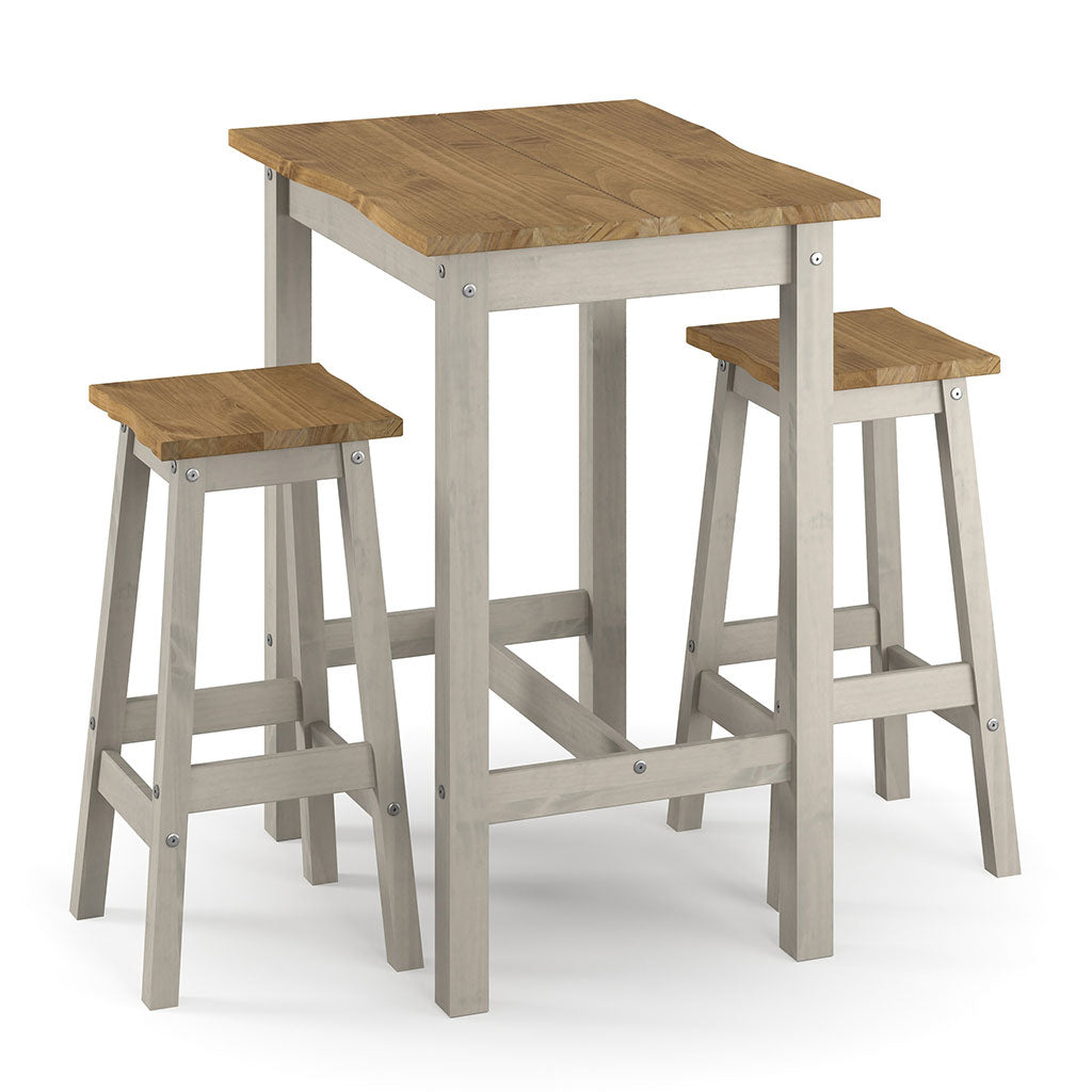 Wooden Dining Table 80cm Wide Curved Edged With 2 Dining Stools - Corona