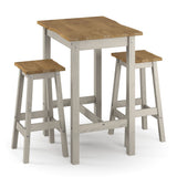 Wooden Dining Table 80cm Wide Curved Edged With 2 Dining Stools - Corona