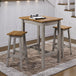 Wooden Dining Table 80cm Wide Curved Edged With 2 Dining Stools - Corona