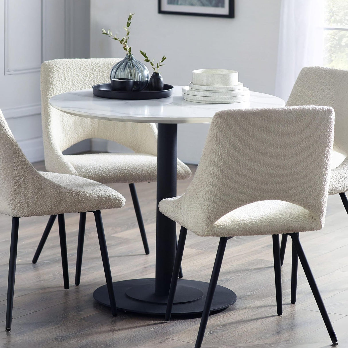 Wooden Dining Table 80cm Wide for 4 People Round - Luca
