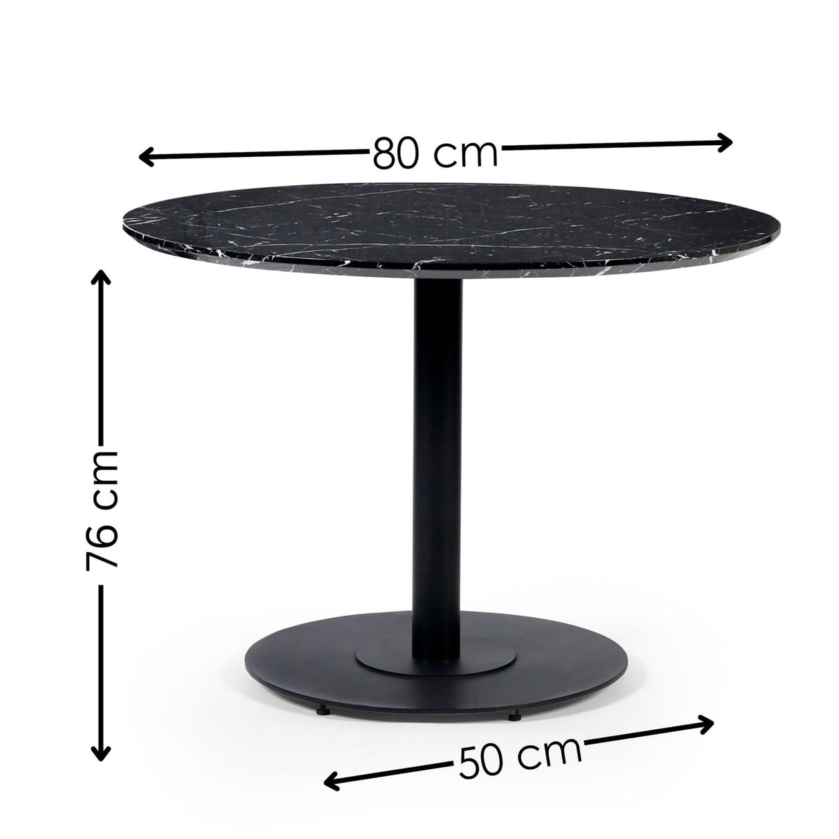 Wooden Dining Table 80cm Wide for 4 People Round - Luca