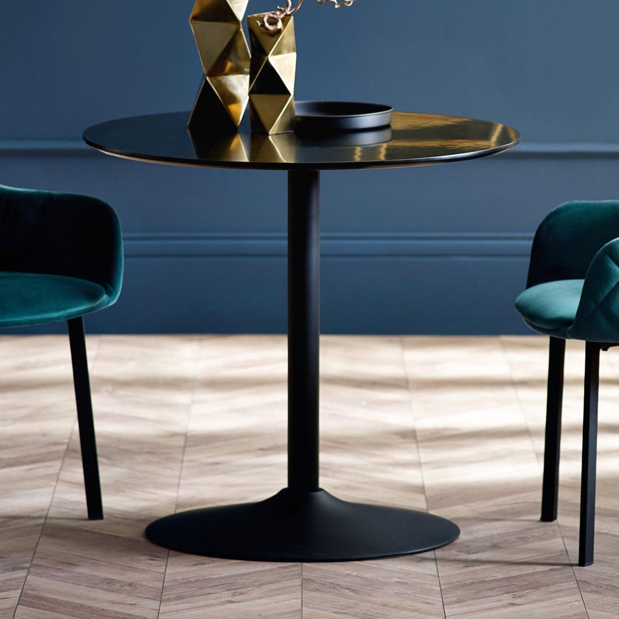 Wooden Dining Table 80cm Wide for 4 People Round - Nero